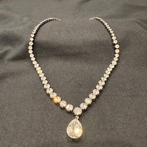 💎Park Lane Stunning Rhinestone Statement Necklace with Large Pear Shaped Pendant